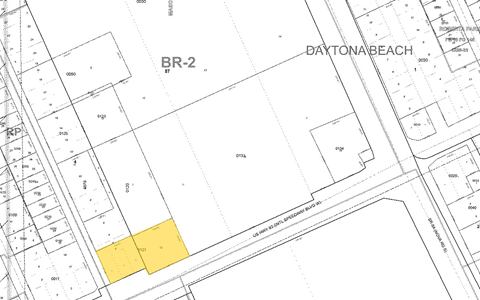 County plat map with the parcel highlighted on W International Speedway Blvd